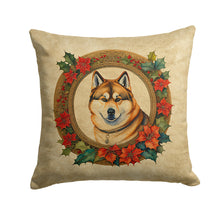 Load image into Gallery viewer, Akita Christmas Flowers Throw Pillow - 14x14 Decorative Pillow – Art for Your Home &amp; Patio