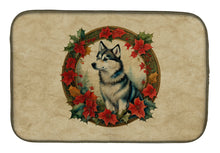 Load image into Gallery viewer, Alaskan Klee Kai Christmas Flowers Dish Drying Mat