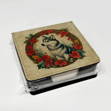 Load image into Gallery viewer, Alaskan Klee Kai Christmas Flowers PU Leather Note Paper Holder