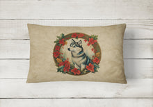 Load image into Gallery viewer, Alaskan Klee Kai Christmas Flowers Throw Pillow