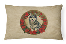 Load image into Gallery viewer, Alaskan Malamute Christmas Flowers Throw Pillow