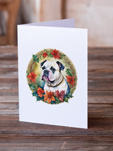 Load image into Gallery viewer, American Bulldog Christmas Flowers Greeting Cards - Blank Note Cards – 8-Pack of Artist-Designed Cards with Envelopes