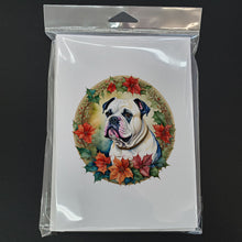 Load image into Gallery viewer, American Bulldog Christmas Flowers Greeting Cards - Blank Note Cards – 8-Pack of Artist-Designed Cards with Envelopes