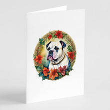 Load image into Gallery viewer, American Bulldog Christmas Flowers Greeting Cards - Blank Note Cards – 8-Pack of Artist-Designed Cards with Envelopes