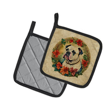 Load image into Gallery viewer, American Bulldog Christmas Flowers Pot Holders - Set of 2 Decorative Kitchen Helpers | Made in the USA