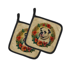 Load image into Gallery viewer, American Bulldog Christmas Flowers Pot Holders - Set of 2 Decorative Kitchen Helpers | Made in the USA