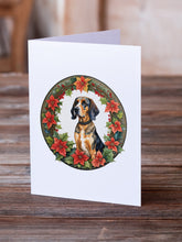 Load image into Gallery viewer, American English Coonhound Christmas Flowers Greeting Cards - Blank Note Cards – 8-Pack of Artist-Designed Cards with Envelopes