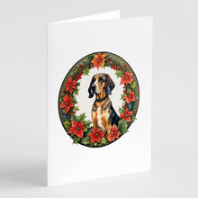Load image into Gallery viewer, American English Coonhound Christmas Flowers Greeting Cards - Blank Note Cards – 8-Pack of Artist-Designed Cards with Envelopes