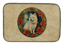 Load image into Gallery viewer, American Eskimo Christmas Flowers Dish Drying Mat