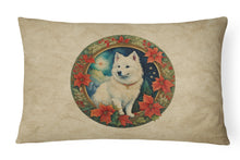 Load image into Gallery viewer, American Eskimo Christmas Flowers Throw Pillow