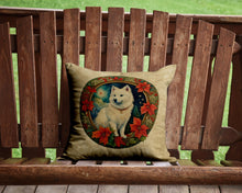 Load image into Gallery viewer, American Eskimo Christmas Flowers Throw Pillow - 14x14 Decorative Pillow – Art for Your Home &amp; Patio