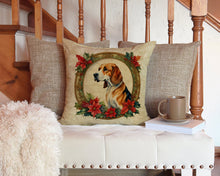 Load image into Gallery viewer, American Foxhound Christmas Flowers Throw Pillow - 14x14 Decorative Pillow – Art for Your Home &amp; Patio