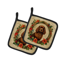 Load image into Gallery viewer, American Water Spaniel Christmas Flowers Pot Holders - Set of 2 Decorative Kitchen Helpers | Made in the USA