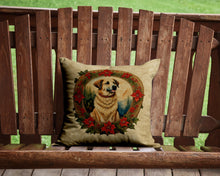 Load image into Gallery viewer, Anatolian Shepherd Dog Christmas Flowers Throw Pillow - 14x14 Decorative Pillow – Art for Your Home &amp; Patio