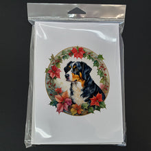 Load image into Gallery viewer, Appenzeller Sennenhund Christmas Flowers Greeting Cards - Blank Note Cards – 8-Pack of Artist-Designed Cards with Envelopes