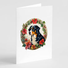 Load image into Gallery viewer, Appenzeller Sennenhund Christmas Flowers Greeting Cards - Blank Note Cards – 8-Pack of Artist-Designed Cards with Envelopes