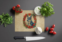 Load image into Gallery viewer, Australian Cattle Dog Christmas Flowers Glass Cutting Boards – Durable, Decorative Kitchen Art