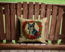 Load image into Gallery viewer, Australian Cattle Dog Christmas Flowers Throw Pillow - 14x14 Decorative Pillow – Art for Your Home &amp; Patio