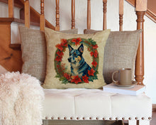 Load image into Gallery viewer, Australian Cattle Dog Christmas Flowers Throw Pillow - 14x14 Decorative Pillow – Art for Your Home &amp; Patio