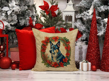 Load image into Gallery viewer, Australian Cattle Dog Christmas Flowers Throw Pillow