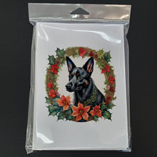 Load image into Gallery viewer, Australian Kelpie Christmas Flowers Greeting Cards - Blank Note Cards – 8-Pack of Artist-Designed Cards with Envelopes