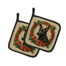 Load image into Gallery viewer, Australian Kelpie Christmas Flowers Pot Holders - Set of 2 Decorative Kitchen Helpers | Made in the USA