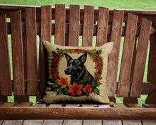 Load image into Gallery viewer, Australian Kelpie Christmas Flowers Throw Pillow - 14x14 Decorative Pillow – Art for Your Home &amp; Patio