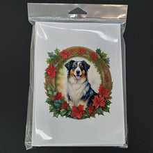 Load image into Gallery viewer, Australian Shepherd Christmas Flowers Greeting Cards - Blank Note Cards – 8-Pack of Artist-Designed Cards with Envelopes