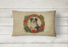 Load image into Gallery viewer, Australian Shepherd Christmas Flowers Throw Pillow