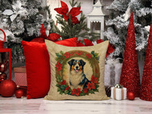 Load image into Gallery viewer, Australian Shepherd Christmas Flowers Throw Pillow