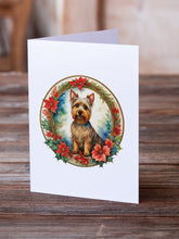 Load image into Gallery viewer, Australian Terrier Christmas Flowers Greeting Cards - Blank Note Cards – 8-Pack of Artist-Designed Cards with Envelopes