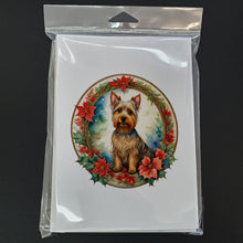 Load image into Gallery viewer, Australian Terrier Christmas Flowers Greeting Cards - Blank Note Cards – 8-Pack of Artist-Designed Cards with Envelopes