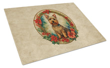 Load image into Gallery viewer, Australian Terrier Christmas Flowers Glass Cutting Boards – Durable, Decorative Kitchen Art