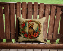 Load image into Gallery viewer, Australian Terrier Christmas Flowers Throw Pillow - 14x14 Decorative Pillow – Art for Your Home &amp; Patio