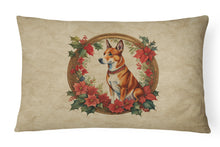 Load image into Gallery viewer, Basenji Christmas Flowers Throw Pillow