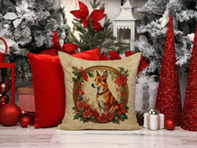 Load image into Gallery viewer, Basenji Christmas Flowers Throw Pillow