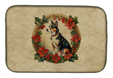 Load image into Gallery viewer, Basenji Christmas Flowers Dish Drying Mat