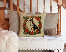 Load image into Gallery viewer, Basenji Christmas Flowers Throw Pillow - 14x14 Decorative Pillow – Art for Your Home &amp; Patio