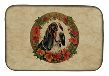 Load image into Gallery viewer, Basset Hound Christmas Flowers Dish Drying Mat