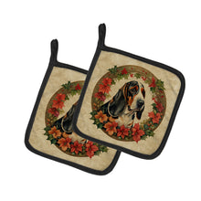 Load image into Gallery viewer, Basset Hound Christmas Flowers Pot Holders - Set of 2 Decorative Kitchen Helpers | Made in the USA