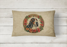 Load image into Gallery viewer, Basset Hound Christmas Flowers Throw Pillow