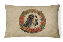 Load image into Gallery viewer, Basset Hound Christmas Flowers Throw Pillow