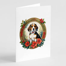 Load image into Gallery viewer, Beagle Christmas Flowers Greeting Cards - Blank Note Cards – 8-Pack of Artist-Designed Cards with Envelopes