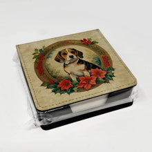 Load image into Gallery viewer, Beagle Christmas Flowers PU Leather Note Paper Holder