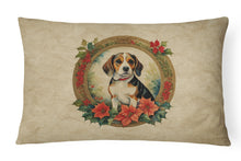 Load image into Gallery viewer, Beagle Christmas Flowers Throw Pillow