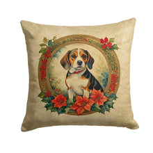 Load image into Gallery viewer, Beagle Christmas Flowers Throw Pillow - 14x14 Decorative Pillow – Art for Your Home &amp; Patio