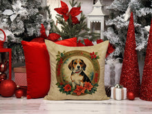 Load image into Gallery viewer, Beagle Christmas Flowers Throw Pillow