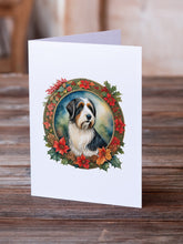 Load image into Gallery viewer, Bearded Collie Christmas Flowers Greeting Cards - Blank Note Cards – 8-Pack of Artist-Designed Cards with Envelopes