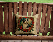 Load image into Gallery viewer, Bearded Collie Christmas Flowers Throw Pillow - 14x14 Decorative Pillow – Art for Your Home &amp; Patio