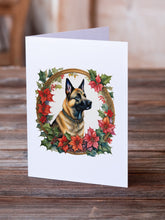 Load image into Gallery viewer, Belgian Malinois Christmas Flowers Greeting Cards - Blank Note Cards – 8-Pack of Artist-Designed Cards with Envelopes